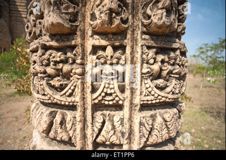 Pilastro in vicino di teli ka mandir tempio di gwalior fort ; Madhya Pradesh ; India Foto Stock