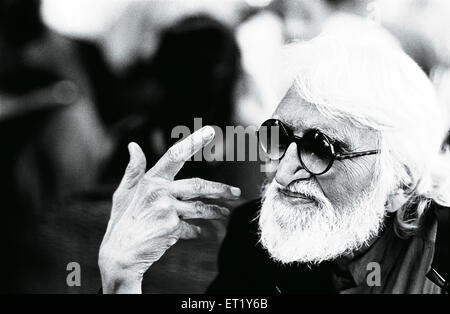 M F Husain ritratto pittore indiano Foto Stock