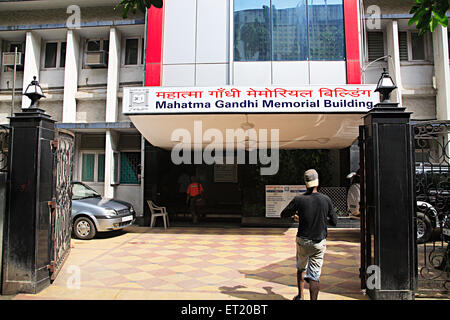 Il Mahatma Gandhi Memorial Building ; J. Podar Road ; Charni Road ; Mumbai Bombay ; Maharashtra ; India Foto Stock