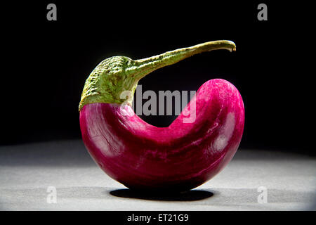 Ortaggi ; brinjal melanzana melanzana su sfondo nero 29 Marzo 2010 Foto Stock