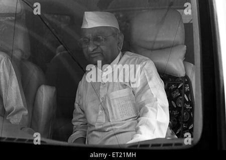 Anna Hazare, attivista sociale indiano, Kisan Baburao Hazare, Ralegan Siddhi, Parner taluka, Ahmednagar District, Maharashtra, India, Asia, Asia, Indiana Foto Stock