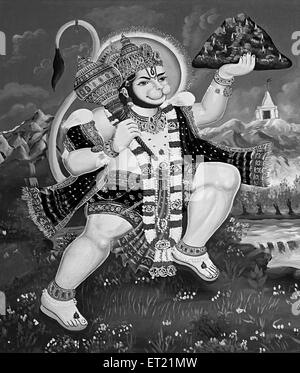 Bhagwan Shree Hanuman pittura ad olio Maharashtra India Asia sett 2011 Foto Stock