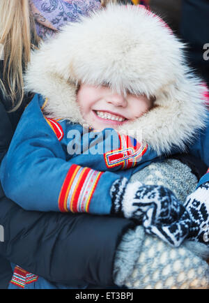 Circolo Polare Artico, Lapponia, Scandinavia, Svezia, Jokkmokk, popolazione Sami al festival invernale Foto Stock