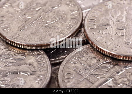 Una monetina monete, extra close up Foto Stock