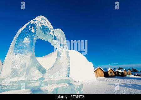 Circolo Polare Artico, Lapponia, Scandinavia, Svezia, Kiruna, hotel di ghiaccio, sculture di ghiaccio Foto Stock