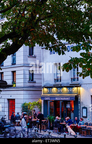 Francia, Parigi, Hotel du Nord sul Canal Saint Martin Foto Stock