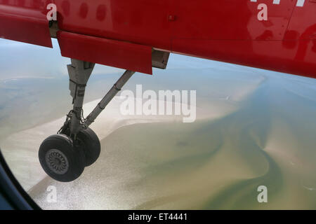 Sylt, Germania, vista da un aereo in volo sopra il nord Frisone Wadden Sea Foto Stock