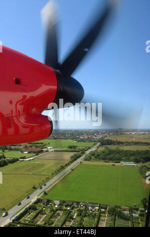 Sylt, Germania, vista da un aereo durante l approccio di atterraggio a Sylt Foto Stock