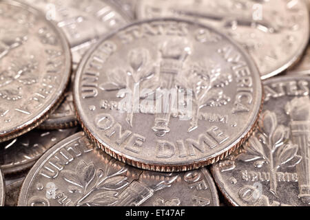 Una monetina monete, extra close up Foto Stock
