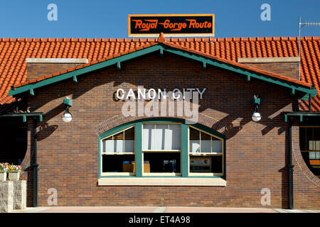 Santa Fe Depot, casa della Royal Gorge via ferrovia, Canon City, Colorado, STATI UNITI D'AMERICA Foto Stock