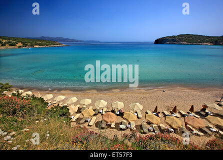 Spiaggia di Voulisma, Iston ("Kalo Chorio') village, Agios Nikolaos comune, Lassithi, Creta, Grecia. Foto Stock