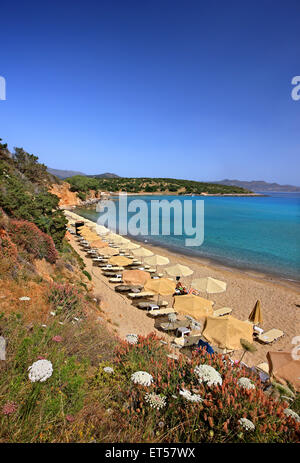 Spiaggia di Voulisma, Iston ("Kalo Chorio') village, Agios Nikolaos comune, Lassithi, Creta, Grecia. Foto Stock