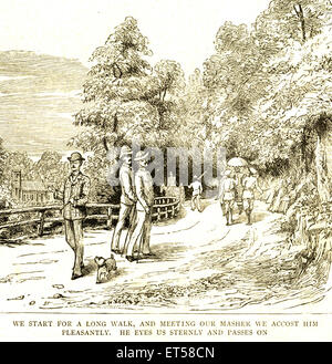 Per iniziare una lunga passeggiata ; e incontro i nostri trituratore possiamo accostare piacevolmente gli occhi di lui noi severamente e passa Foto Stock