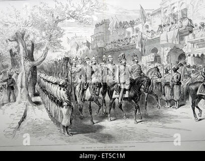 Royale in Tour, Principe di Galles, Chandni Chowk, Delhi, India ; vecchia incisione d'epoca del 1800 Foto Stock