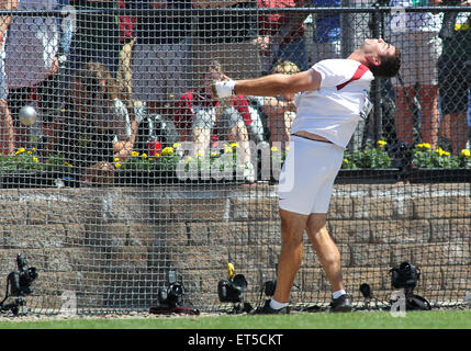 Giugno 10, 2015: Connor McCollough vince il lancio del martello evento al 2015 NCAA Track & Field Championships nello storico campo Hayward, Eugene, o. Larry C. Lawson/CSM Foto Stock