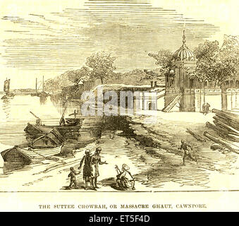 Sati Chaura, Satti Chaura Ghat, Massacre Ghat, Cawnpore, Kanpur, Utttar Pradesh, India, ribellione indiana, Mutiny views, Sepoy Mutiny, vintage Foto Stock