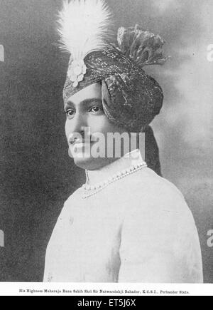 Il principe Highness Maharaja Rana Sahib Shri Sir Natwarsinhji Bahadur ; K.C.S.I. ; Porbander membro Porbandar ; Gujarat Foto Stock