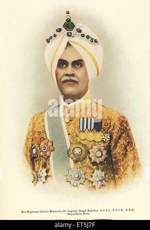 Maharajah Sir Jagatjit Singh Sahib Bahadur Kapurthala Punjab India Asia vecchia foto vintage anni '1900 dal 1877 al 1949 Foto Stock