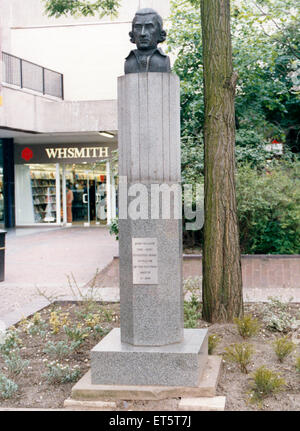 John Walker, 1781 - 1859, Stockton nato inventore dell'attrito corrispondono, statua, John Walker Square, Stockton, 28 giugno 1991. Foto Stock