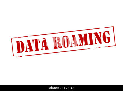 Timbro di gomma con il testo del roaming dei dati all'interno, illustrazione vettoriale Foto Stock