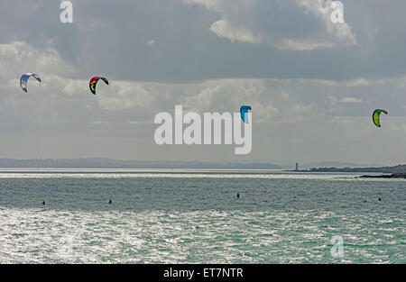 Persone in parapendio, Auckland, Isola del nord, Nuova Zelanda Foto Stock