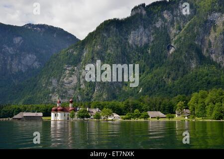 Chiesa del pellegrinaggio di San Bartolomeo sul lago di Königssee, Alta Baviera, Baviera, Germania Foto Stock