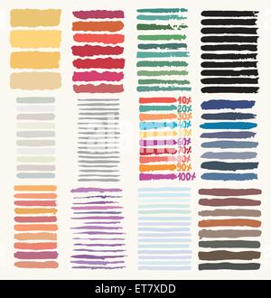 Set di colorati disegnati a mano i tratti di pennello Illustrazione Vettoriale