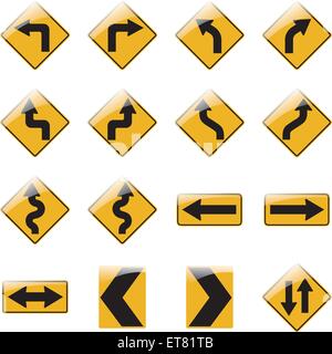 Set di giallo segnaletica stradale. Vettore Illustrazione Vettoriale