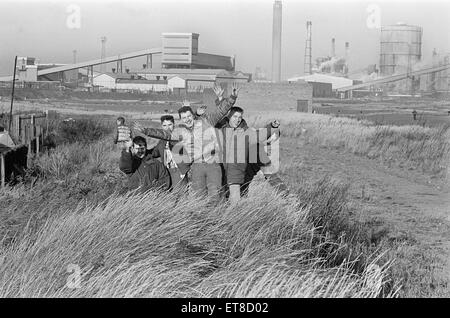 MODs in Redcar, Middlesbrough, 4 ottobre 1985. Foto Stock