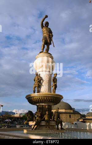 Statua di Filippo II Skopje, Macedonia Foto Stock