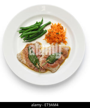 Saltimbocca alla romana , saltata di vitello prosciutto e salvia, cucina italiana Foto Stock