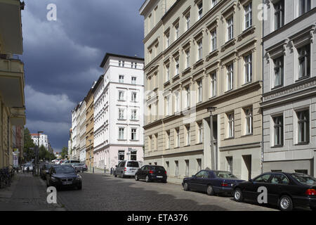 Berlino, Germania, edifici rinnovati in Christinenstrasse Foto Stock