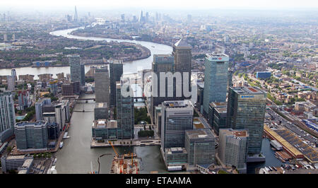 Vista aerea del Canary Wharf in East London, Regno Unito Foto Stock
