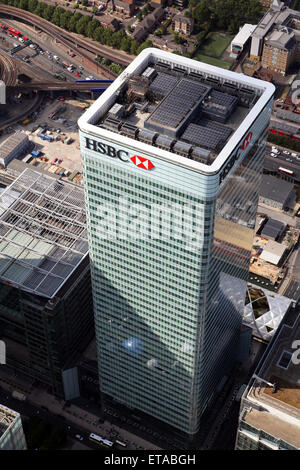 Vista aerea della HSBC Building a Canary Wharf, East London, Regno Unito Foto Stock