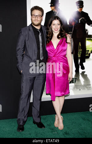 Seth Rogen e Lauren Miller presso il Los Angeles premiere di 'il Hornet verde". Foto Stock