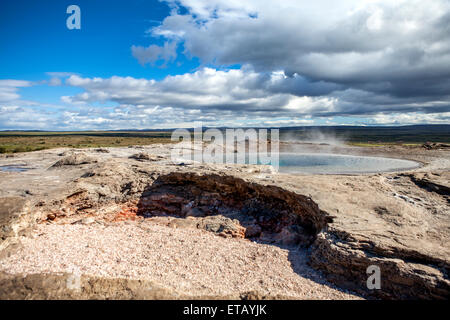 Geyser, Haukadalur, Golden Circle vicino a Reykjavik in Islanda Foto Stock