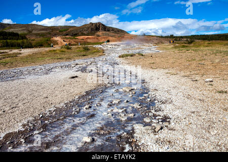 Geyser, Haukadalur, Golden Circle vicino a Reykjavik in Islanda Foto Stock