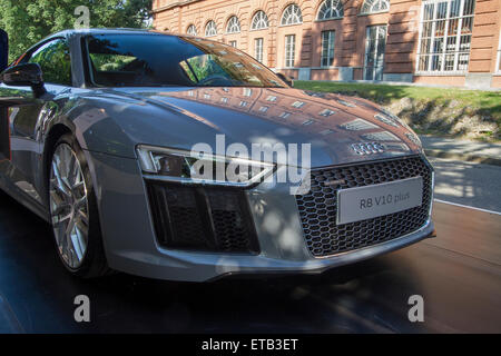 Torino, 11 giugno 2015. Audi R8. Parco Valentino Car Show ha ospitato 93 vetture da molti costruttori di automobili e i progettisti di automobili nel Parco del Valentino, Torino, Italia. Foto Stock