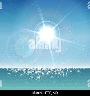 Colorati e lucenti estate seascape sfondo. Illustrazione Vettoriale