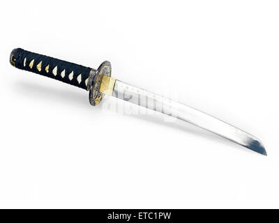 Giapponese vera spada samurai su nero Seta Foto stock - Alamy