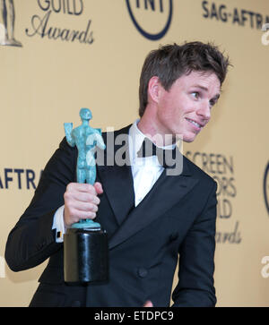 Celebrità frequentare la ventunesima edizione del SAG Awards - Press Room a Los Angeles Shrine Exposition Center. Dotato di: Eddie Redmayne dove: Los Angeles, California, Stati Uniti quando: 22 Gen 2015 Credit: Brian A/WENN.com Foto Stock