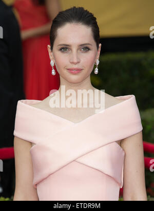 Celebrità frequentare la ventunesima edizione del SAG Awards - tappeto rosso al Los Angeles Shrine Exposition Center. Dotato di: Felicity Jones dove: Los Angeles, California, Stati Uniti quando: 22 Gen 2015 Credit: Brian A/WENN.com Foto Stock