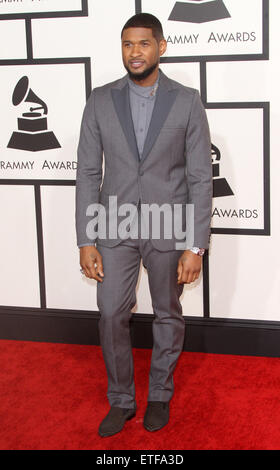 57Th Annual Grammy Awards tenutosi presso la Staples Center - tappeto rosso arrivi con: Usher dove: Los Angeles, California, Stati Uniti quando: 08 Feb 2015 Credit: Adriana M. Barraza/WENN.com Foto Stock