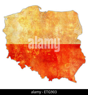 Regioni polacche sulla mappa di amministrazione della Polonia con bandiera Foto Stock