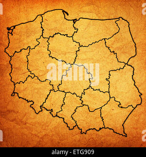 Regioni polacche sulla mappa di amministrazione della Polonia Foto Stock