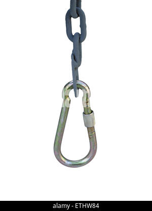 Carabina sulla catena isolati su sfondo bianco Foto Stock