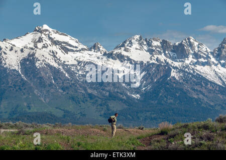 Vista del Grand Teton Mountains e il Ghiacciaio da Gros Ventre Junction Wyoming. Foto Stock