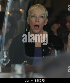 Annie Lennox e Mitchell Besser spotted fuori a pranzo al ristorante mediterraneo con: Annie Lennox dove: Londra, Regno Unito quando: 07 Mar 2015 Credit: WENN.com Foto Stock