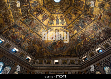 Il Battistero di Firenze, il Battistero di San Giovanni noto anche come il Battistero di San Giovanni, Firenze, Italia Foto Stock