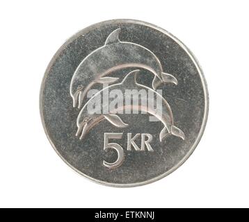 5 islandese krona coin Foto Stock